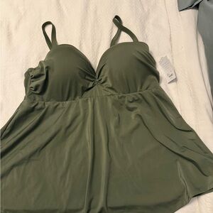 Lane Bryant Olive Green Swim Top